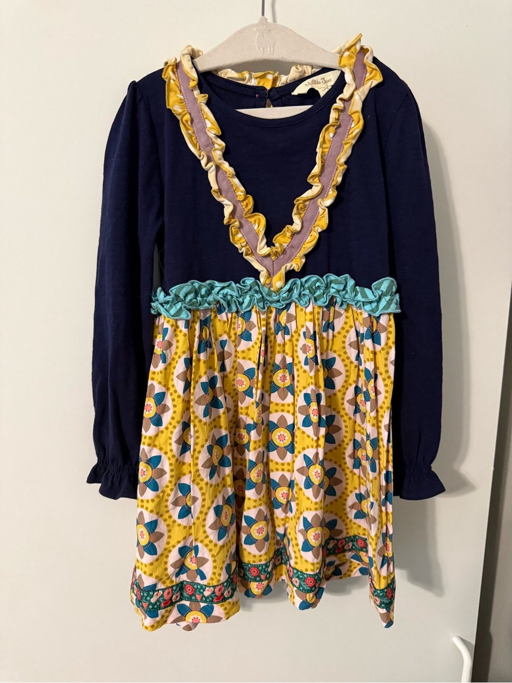 Matilda Jane Navy, Yellow & Teal Floral Ruffle Dress